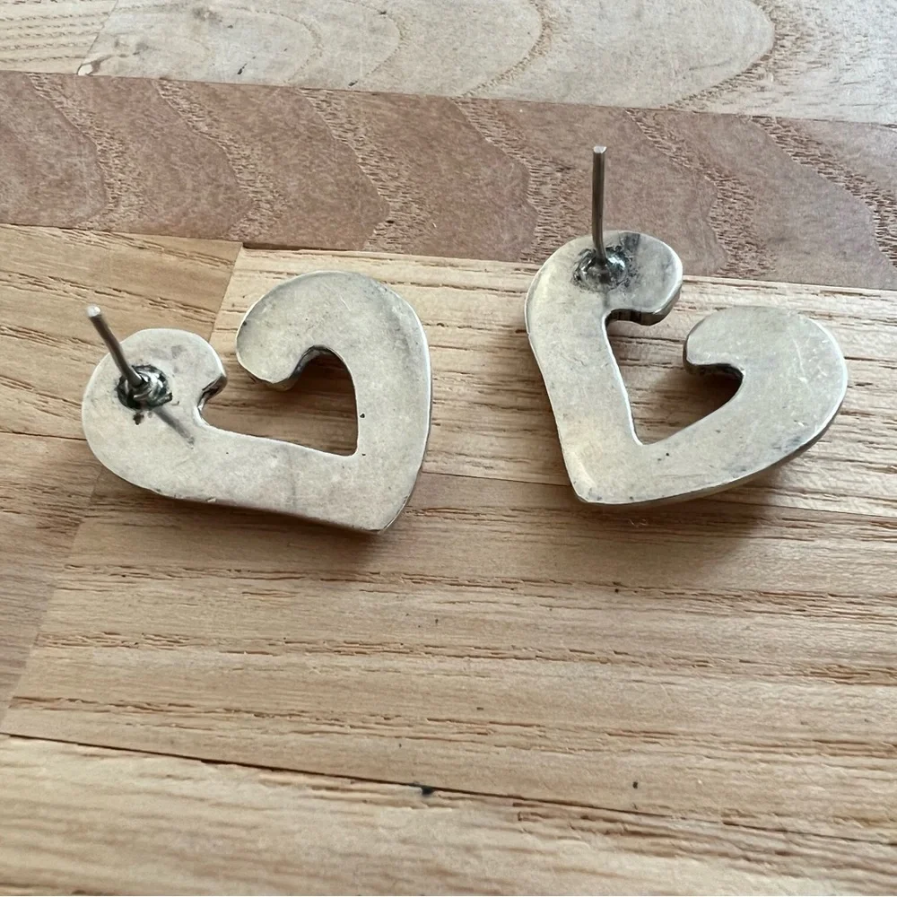 Vintage silver heart earrings posts